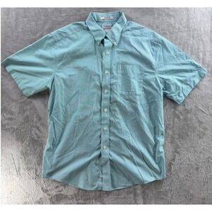 LL Bean Wrinkle Free Traditional Fit Short Sleeve Gingham Button Up Shirt Mens L